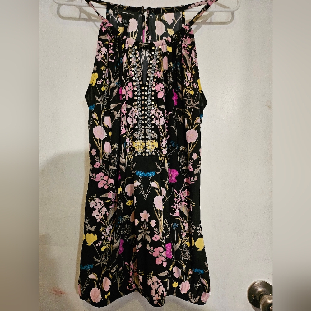 INC International Concepts Floral Blouse - Black, Pink, Yellow